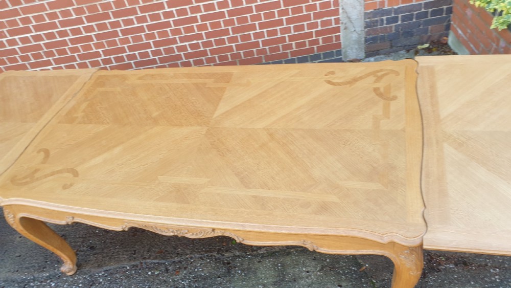 Huge French Light Oak Kitchen Dining Table View XII