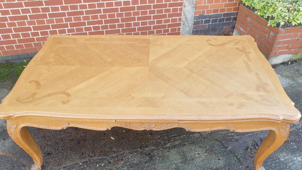 Huge French Light Oak Kitchen Dining Table View XV