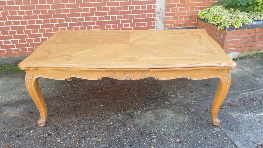 Huge French Light Oak Kitchen Dining Table View XVII