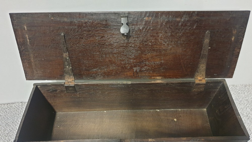 Superb Miniature C18th Oak Plank Chest View VI
