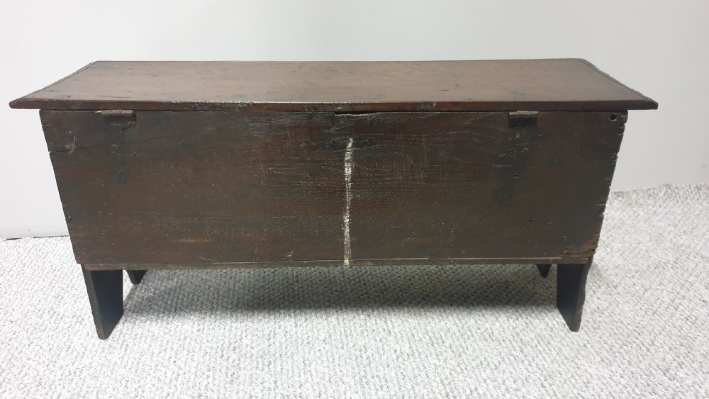 Superb Miniature C18th Oak Plank Chest View XI
