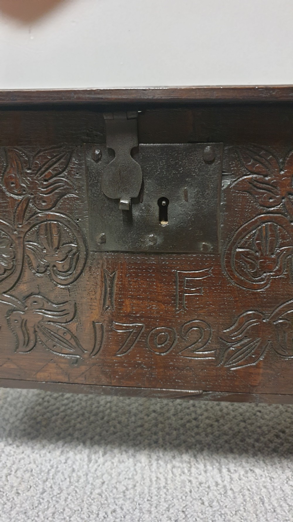Superb Miniature C18th Oak Plank Chest View XII