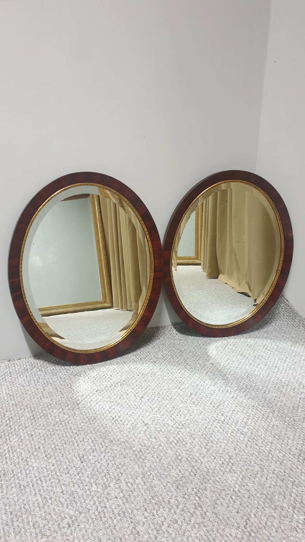 Pair Victorian Oval Mirrors View II