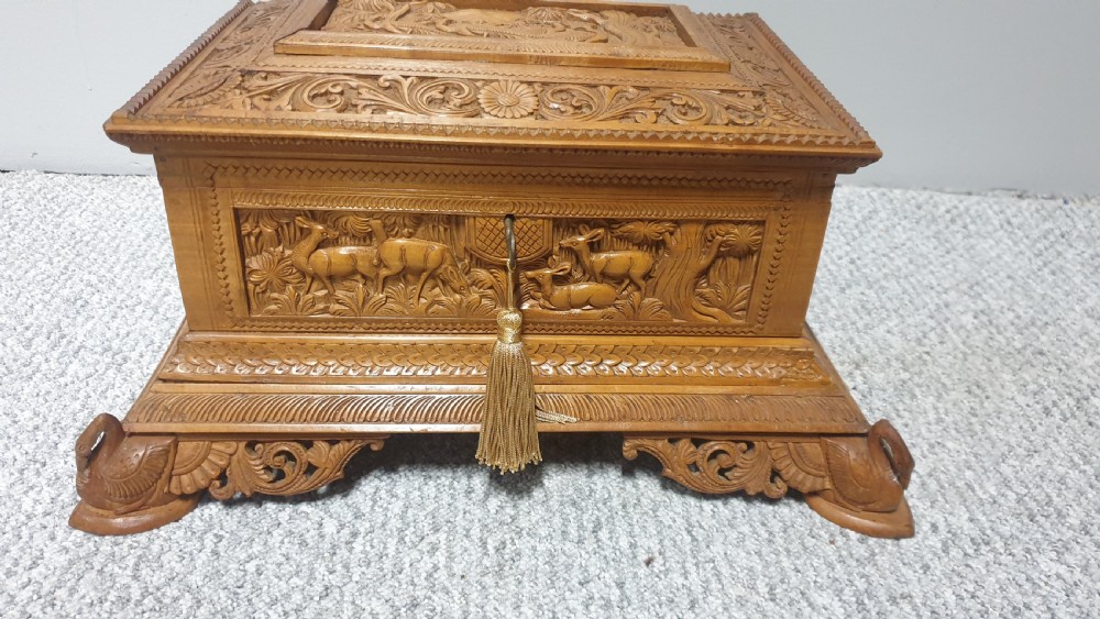 Wonderful Asian Carved Jewellery Casket View II