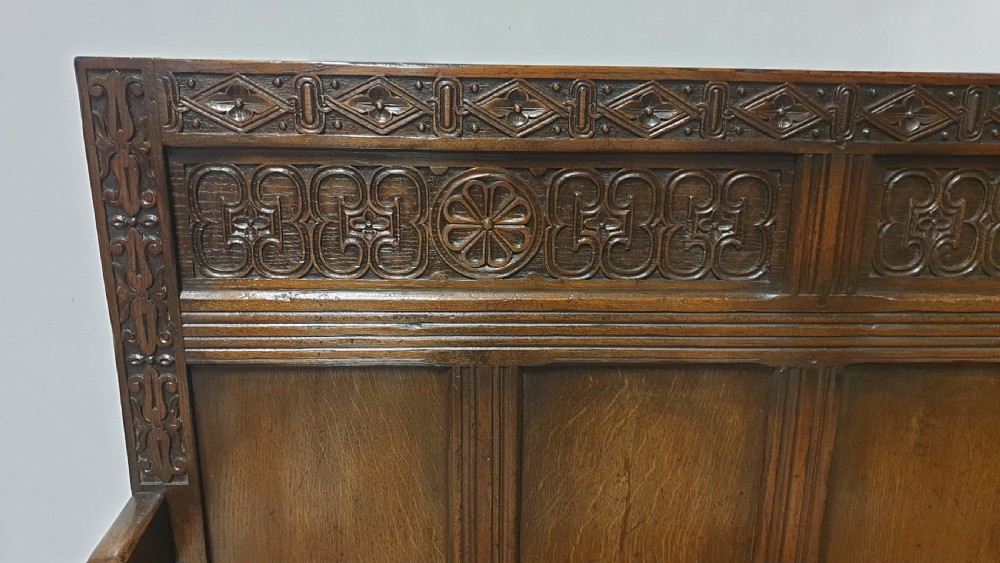Superb Oak Monks Bench Settle View III