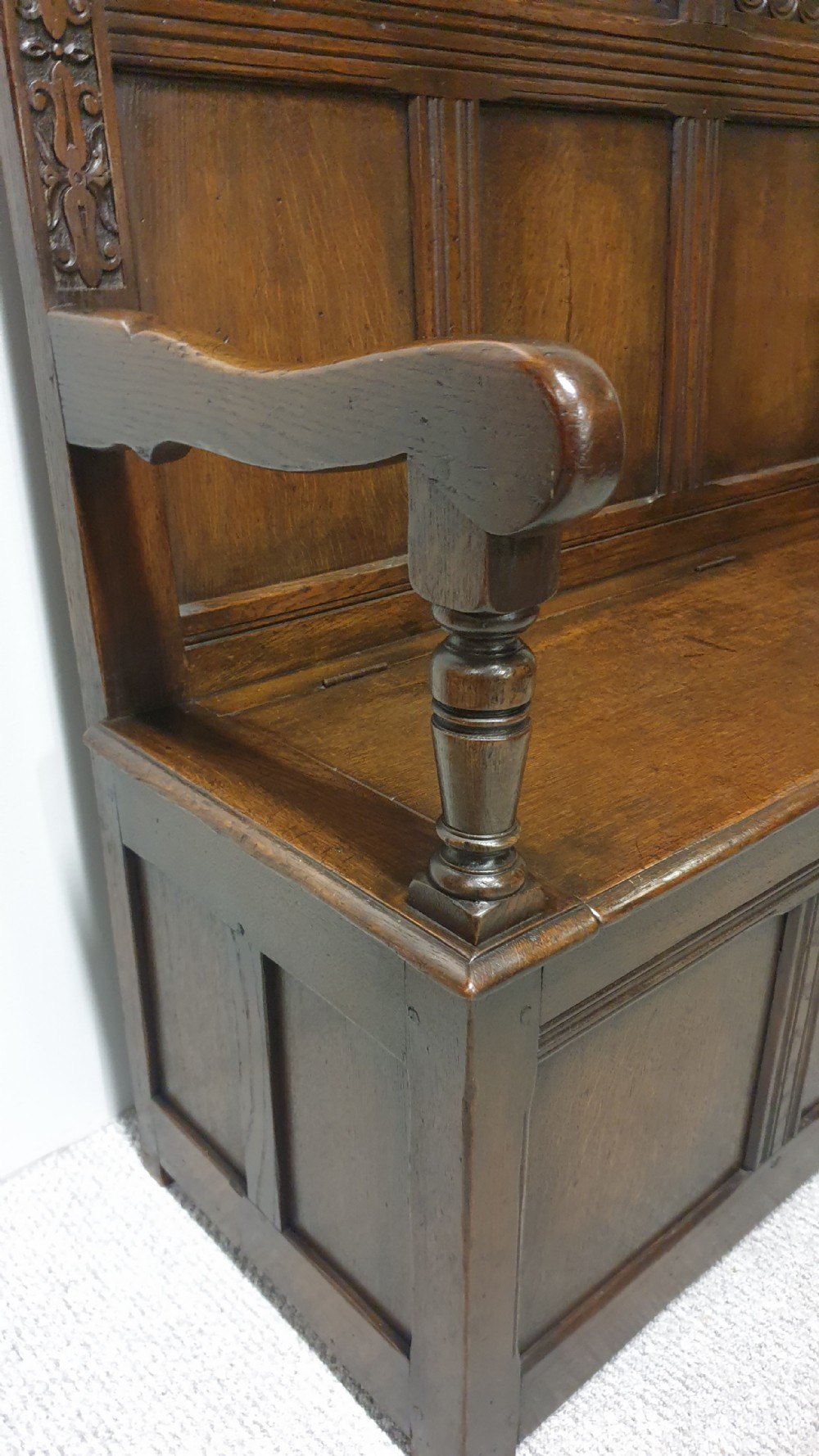 Superb Oak Monks Bench Settle View VII