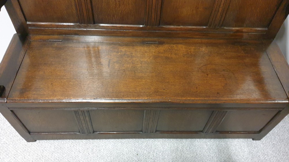 Superb Oak Monks Bench Settle View IX