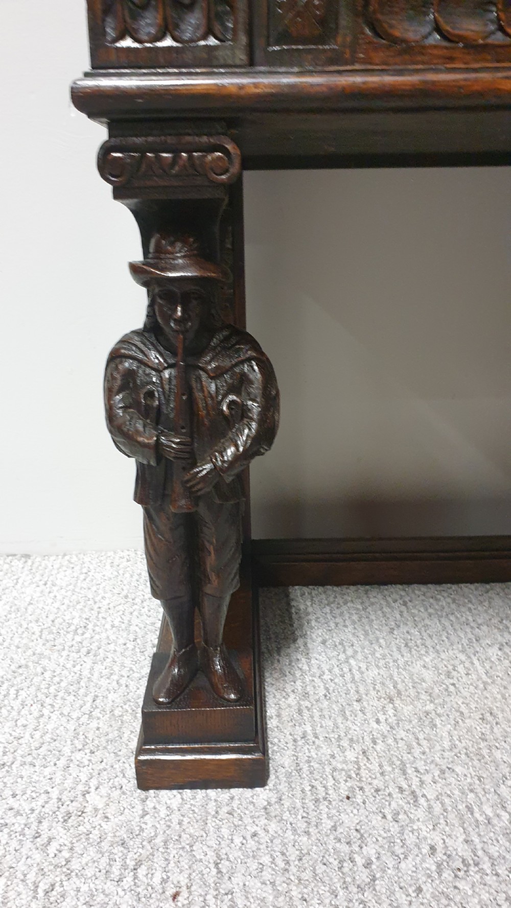 Superb Pair Oak Carved Cabinets View VII