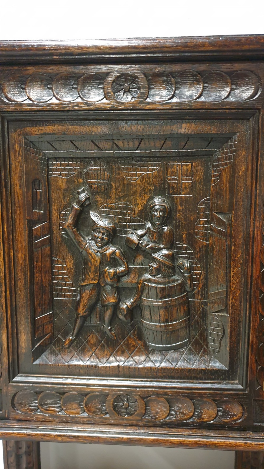 Superb Pair Oak Carved Cabinets View VIII
