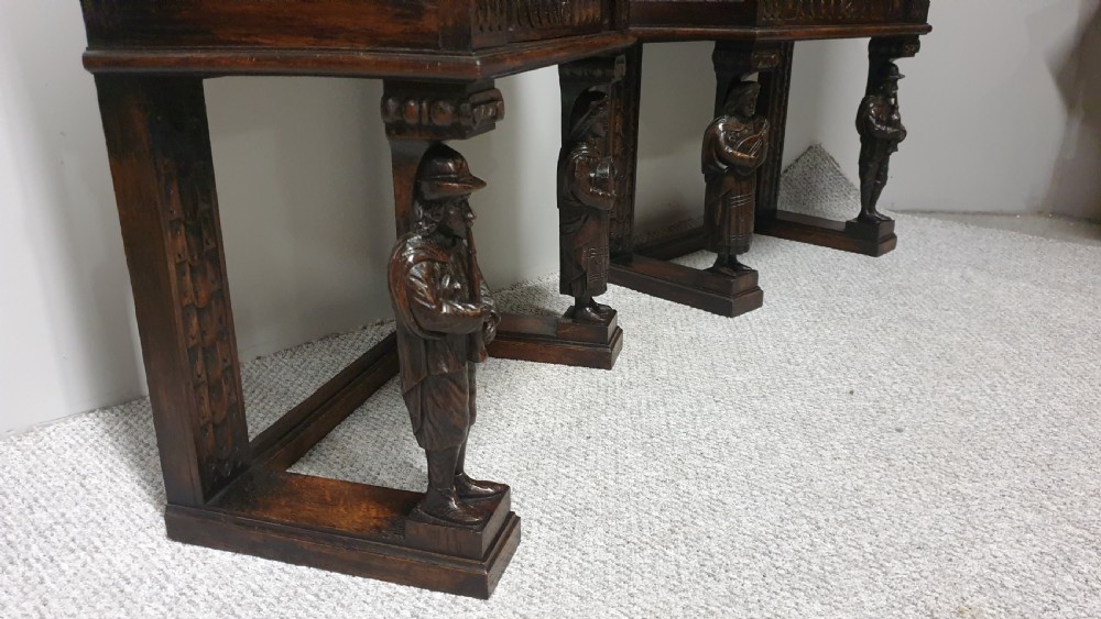Superb Pair Oak Carved Cabinets View XIII