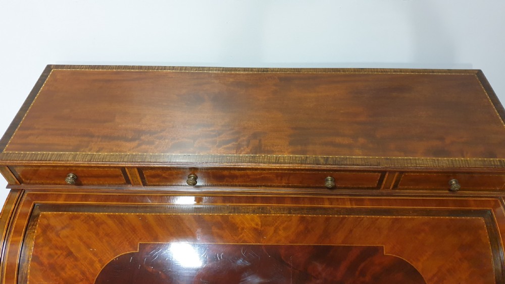 Superb Mahogany Cylinder Bureau View IV