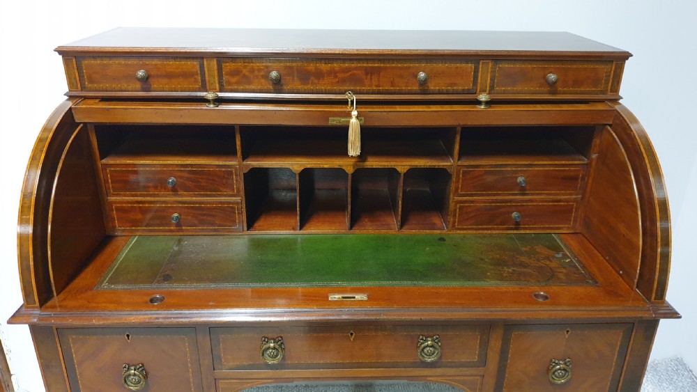 Superb Mahogany Cylinder Bureau View VI