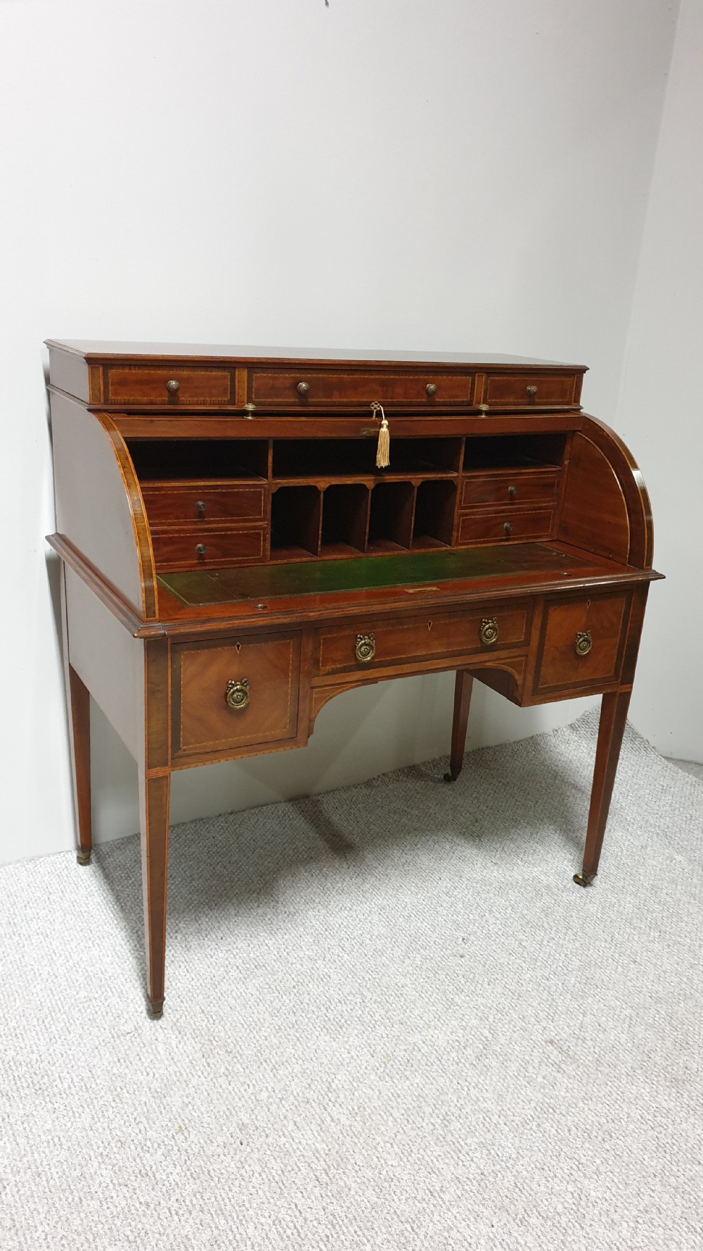 Superb Mahogany Cylinder Bureau View VII