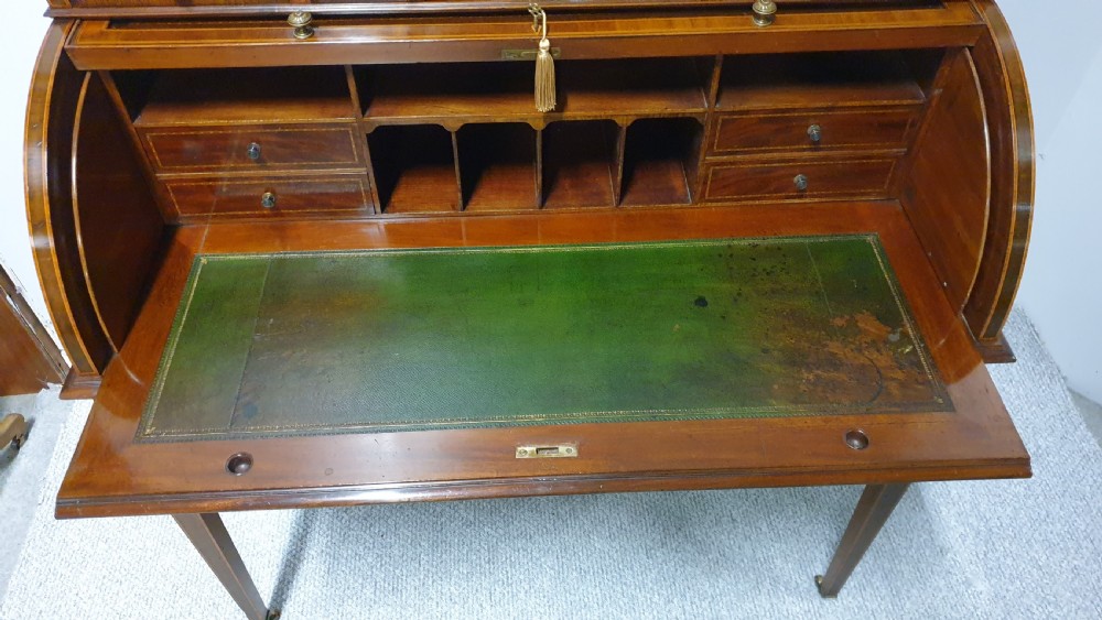 Superb Mahogany Cylinder Bureau View IX