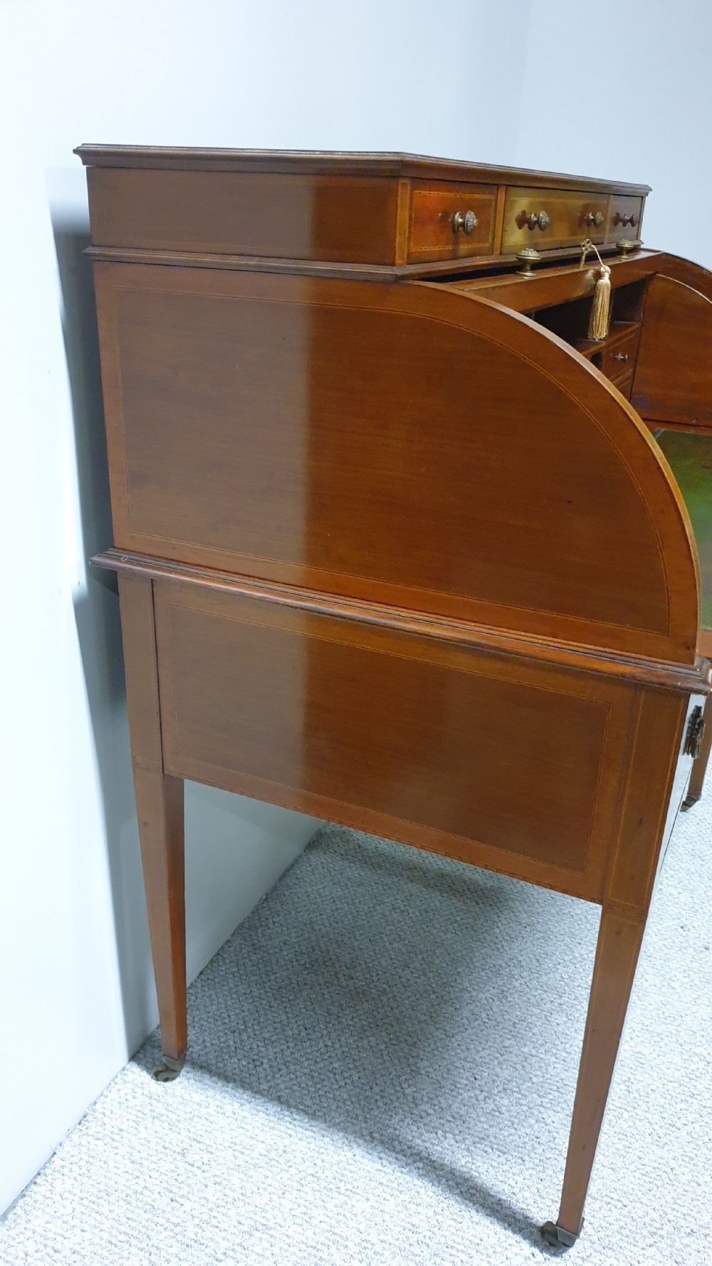 Superb Mahogany Cylinder Bureau View XI