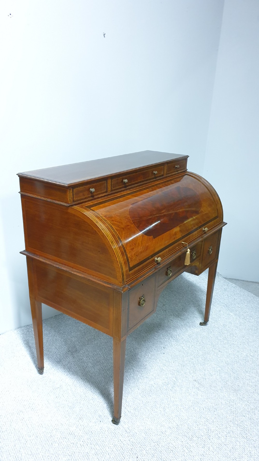 Superb Mahogany Cylinder Bureau View XIII