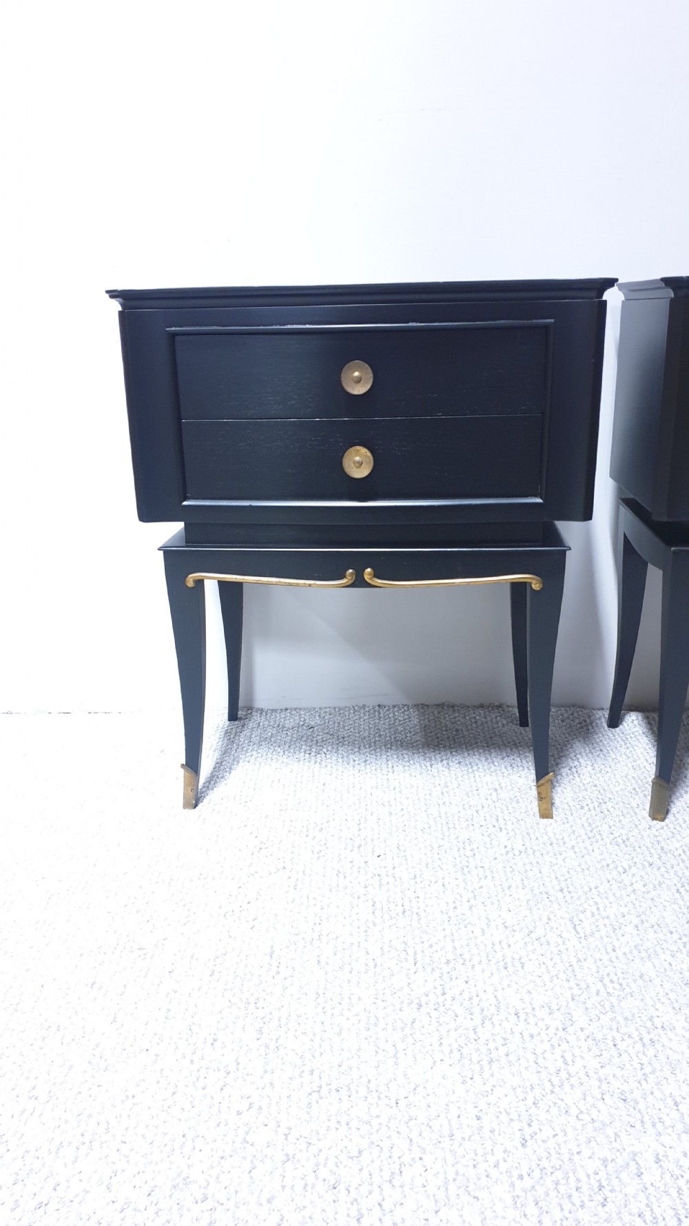 Fabulous Pair Italian Art Deco Bedside Lamp Chests of Drawers View II