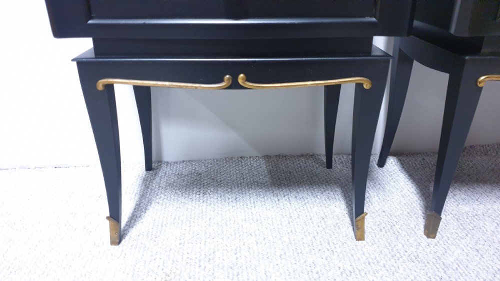 Fabulous Pair Italian Art Deco Bedside Lamp Chests of Drawers View III