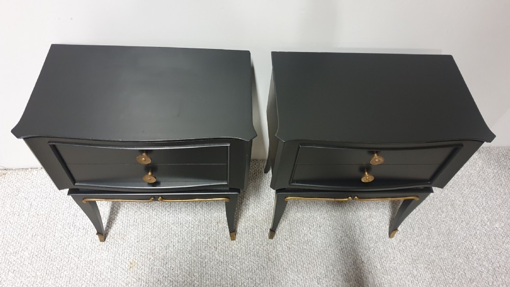 Fabulous Pair Italian Art Deco Bedside Lamp Chests of Drawers View IV