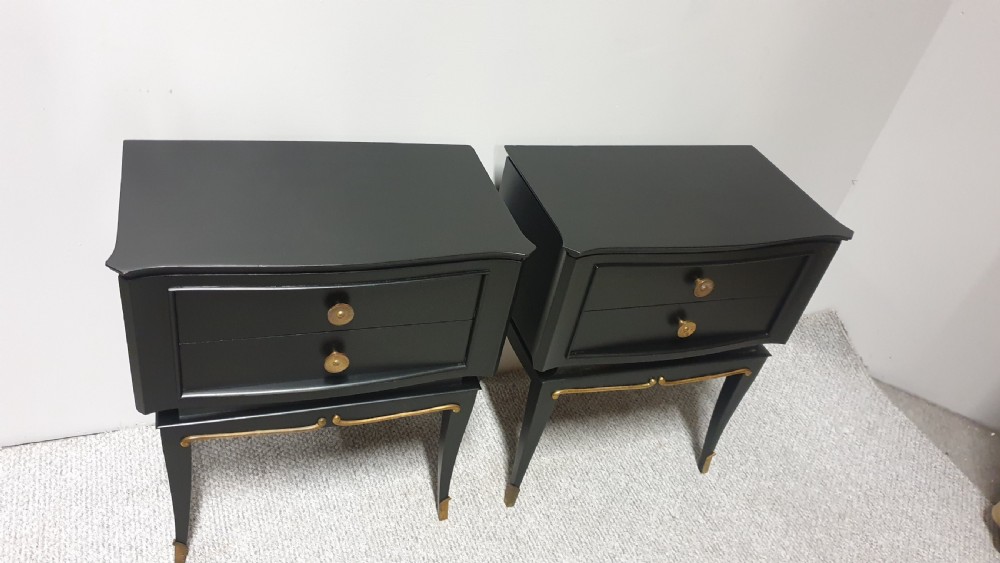 Fabulous Pair Italian Art Deco Bedside Lamp Chests of Drawers View V