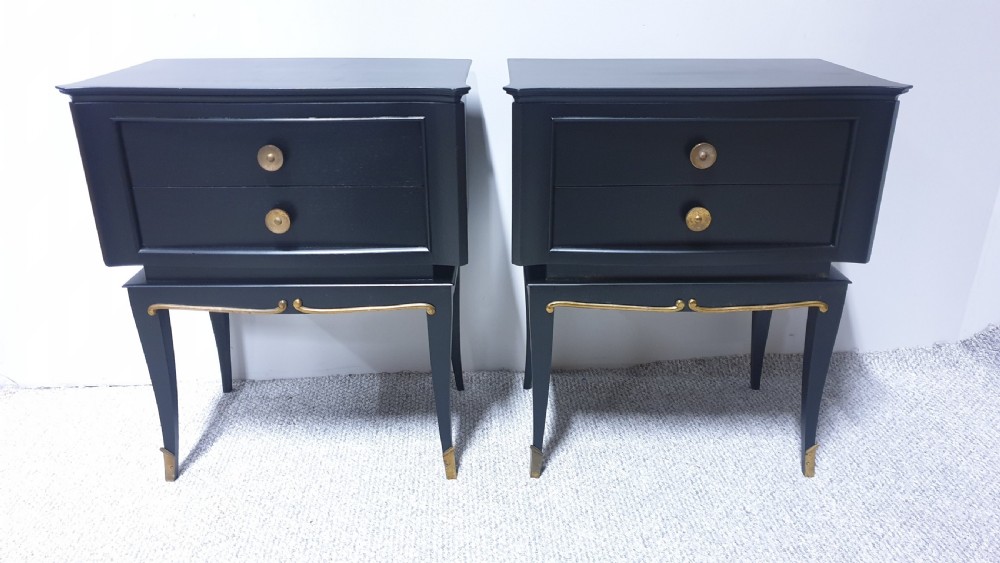Fabulous Pair Italian Art Deco Bedside Lamp Chests of Drawers View XIII