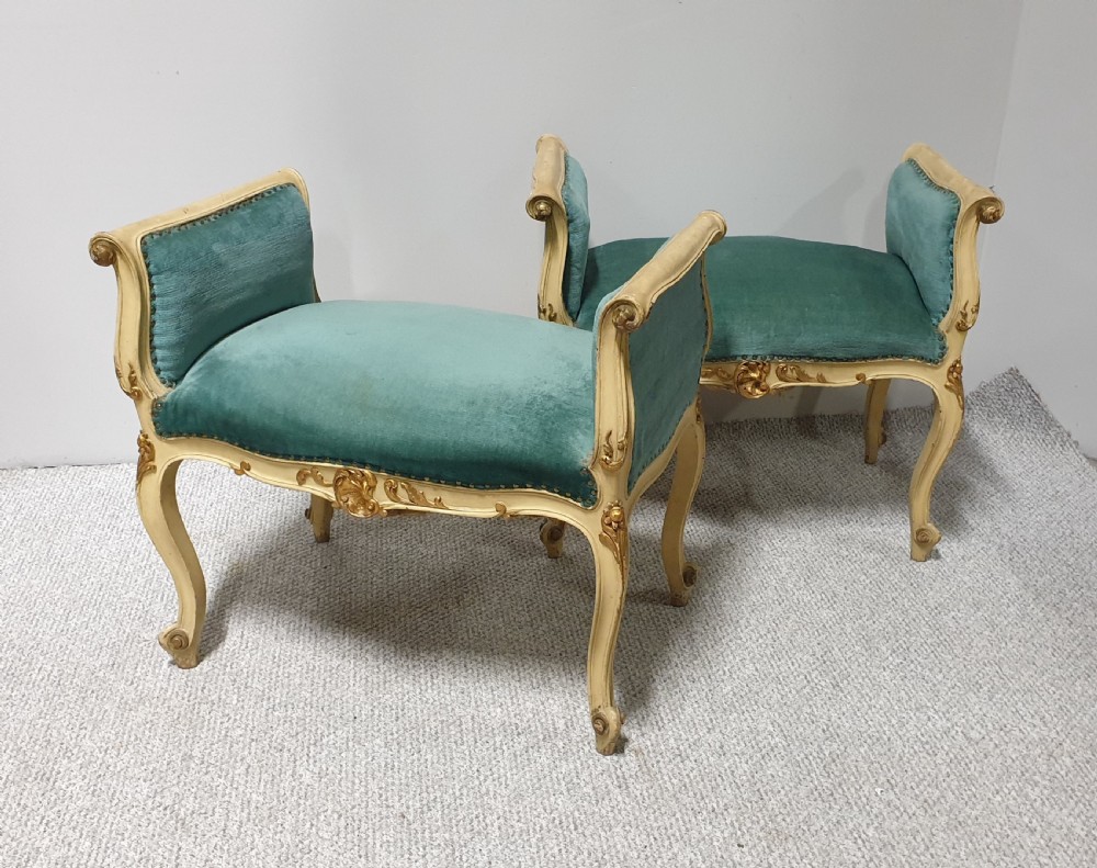 Pair French Painted Window Seats View II