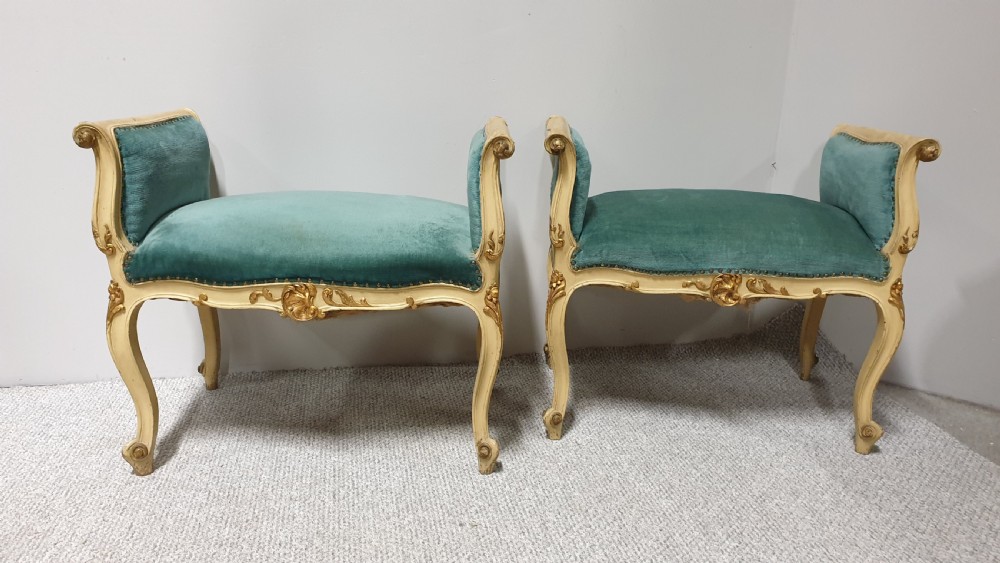 Pair French Painted Window Seats View III