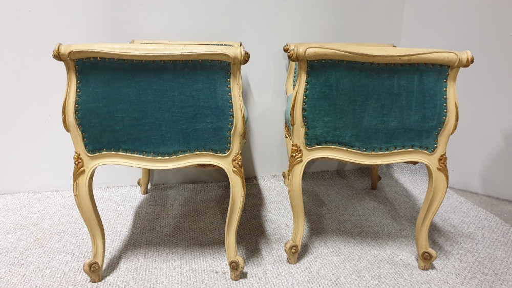 Pair French Painted Window Seats View IV