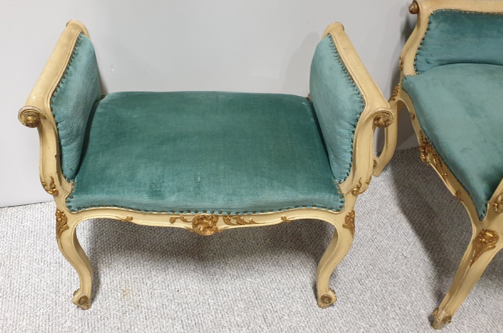 Pair French Painted Window Seats View VII