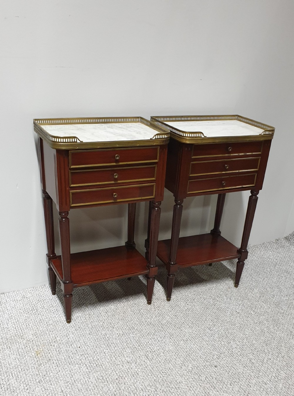 Pair French Empire Bedside Chests of Drawers