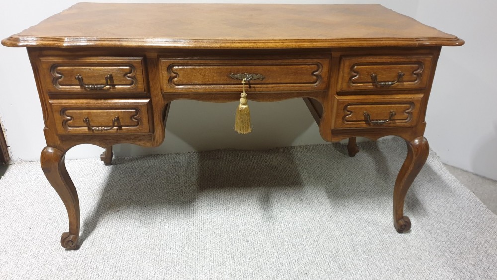 Very Nice Freestanding French Oak Kneehole Desk View II