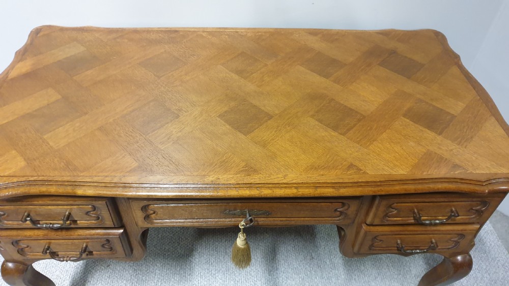 Very Nice Freestanding French Oak Kneehole Desk View IV