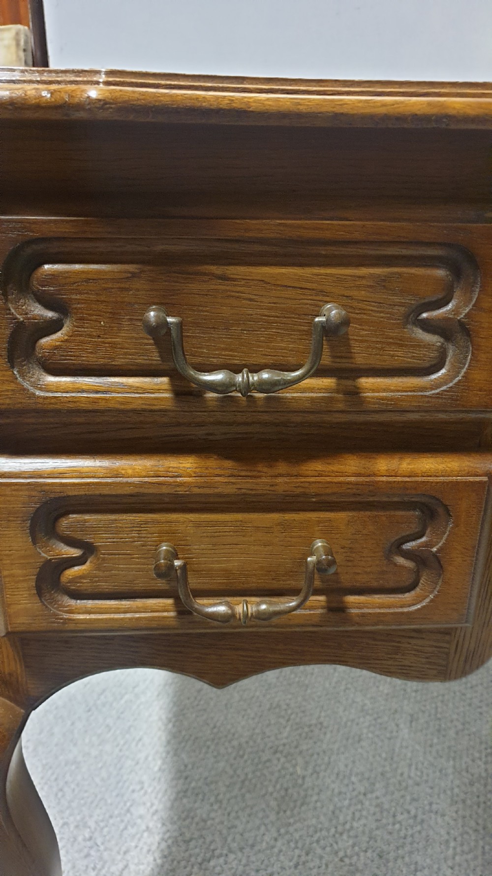 Very Nice Freestanding French Oak Kneehole Desk View VII