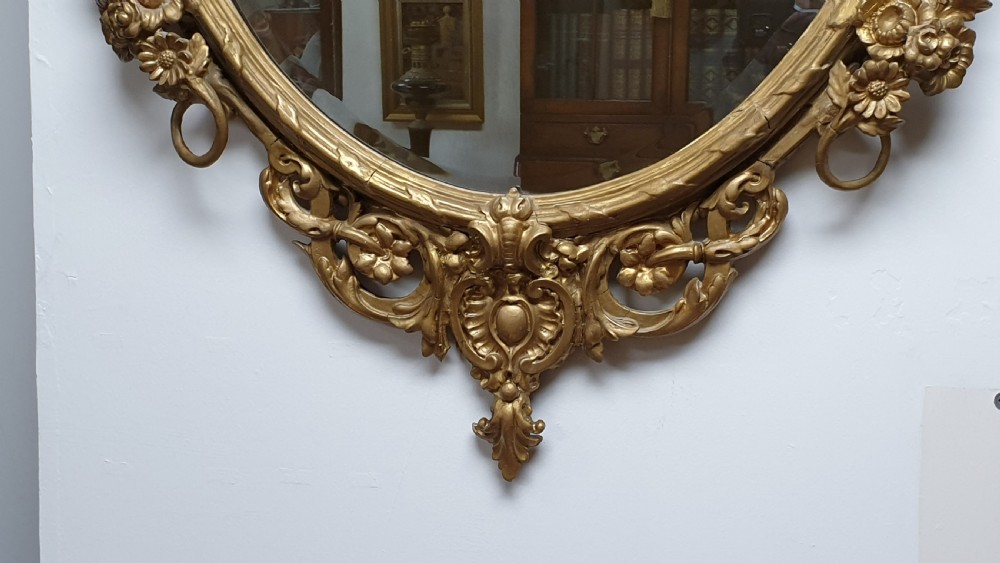 Victorian Gilt Oval Wall Mirror View VI