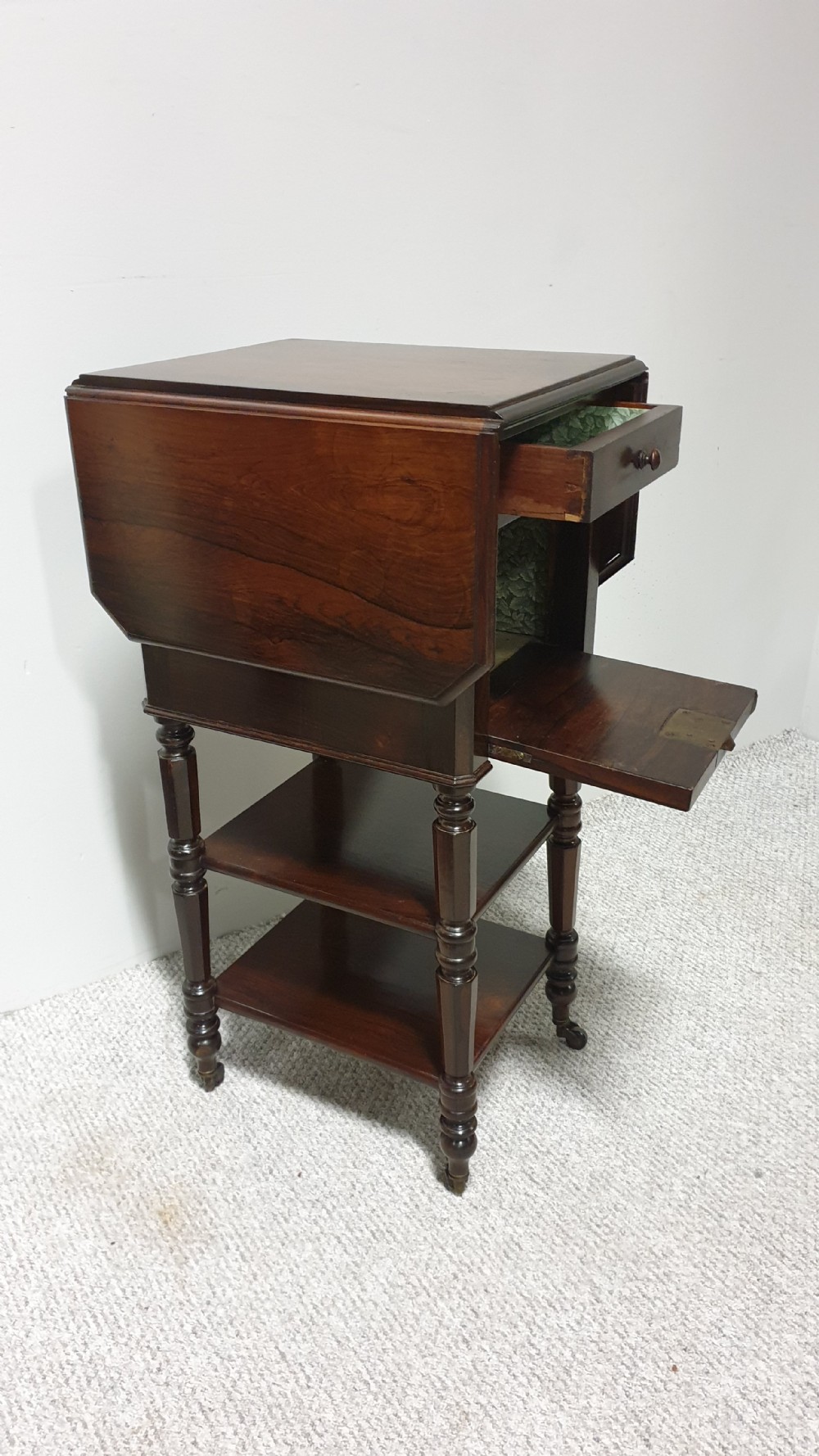 French Rosewood Bedside Lamp Table View VIII