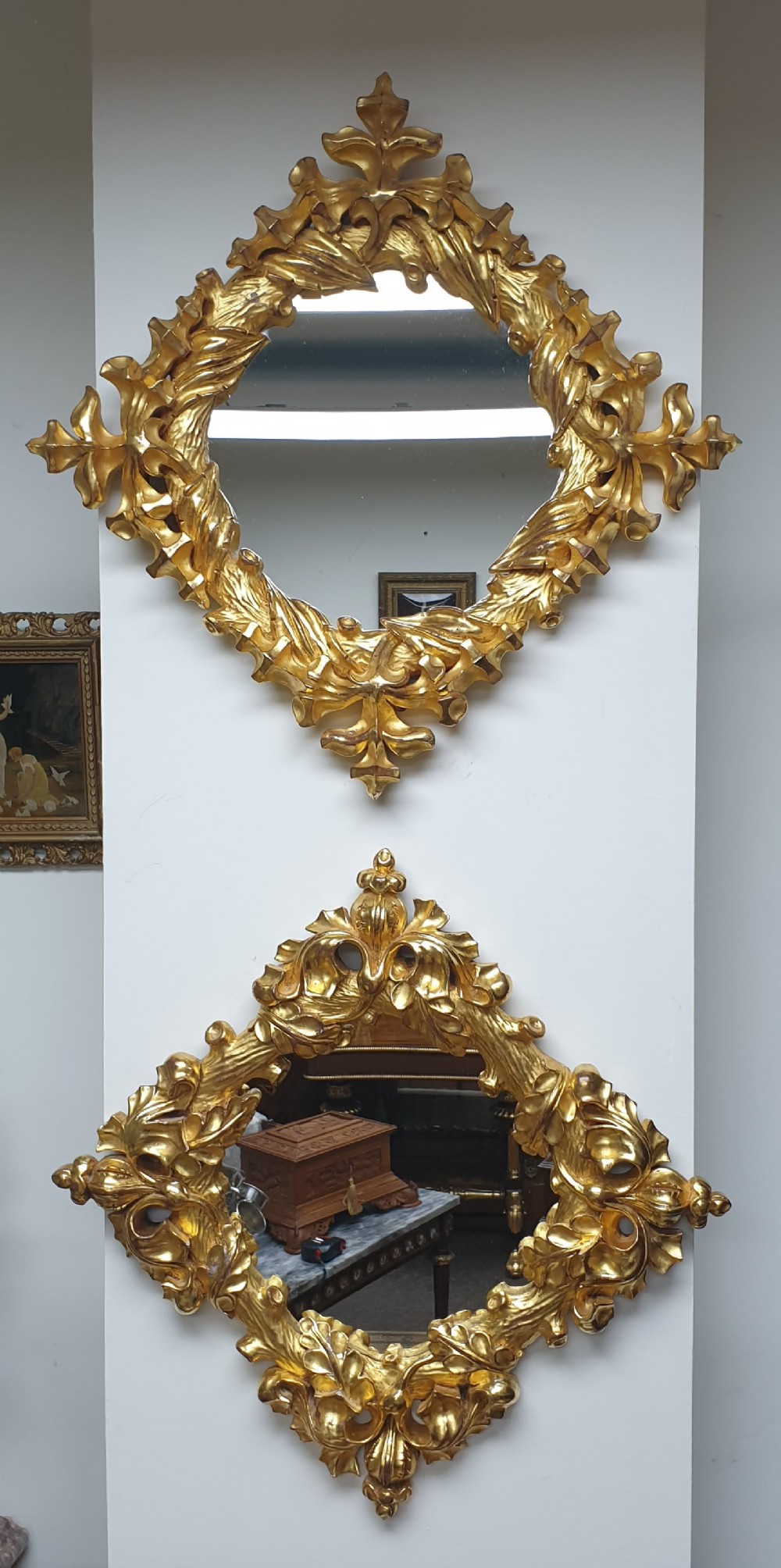 Pair Gilt Wall Mirrors