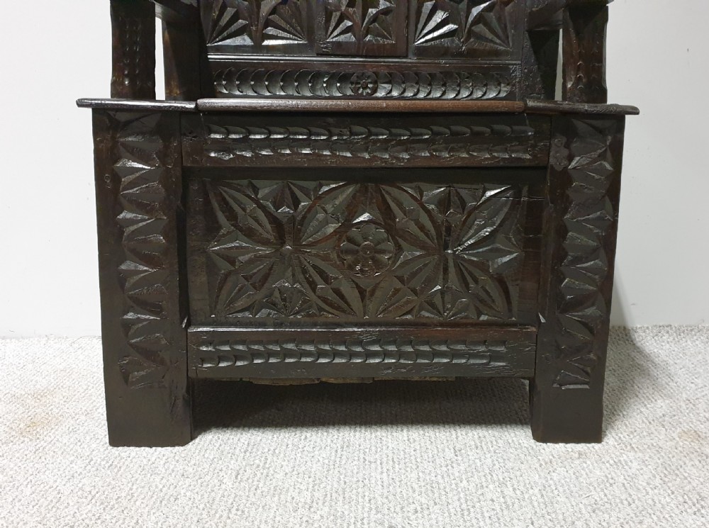 C16th Oak Monks Bench Settle of Small Proportions View II