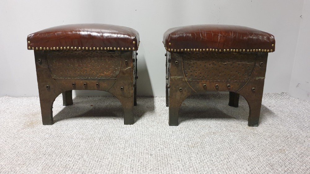 Pair Arts and Crafts Fireside Boxes