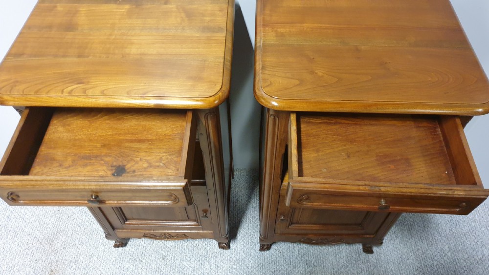 Very Good Pair Cherry Bedside Cabinets View V