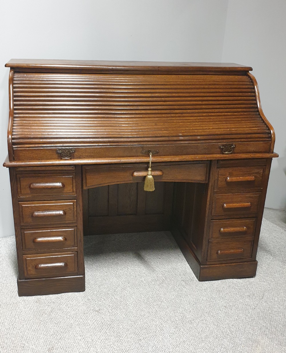 Good English Oak Roll Top Desk