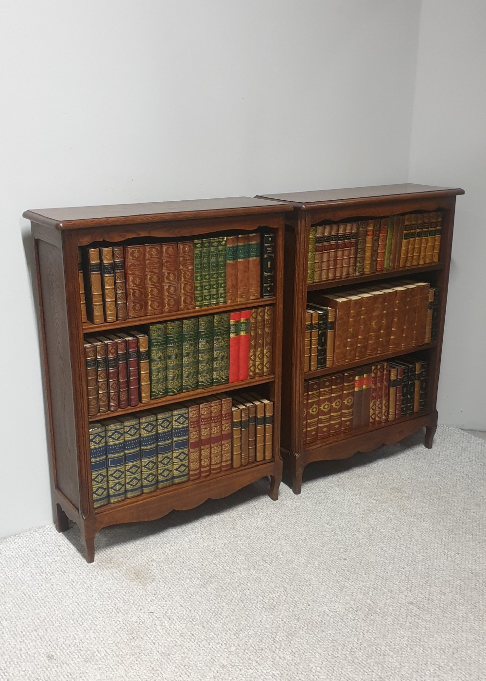 Pair French Oak Open Bookcases