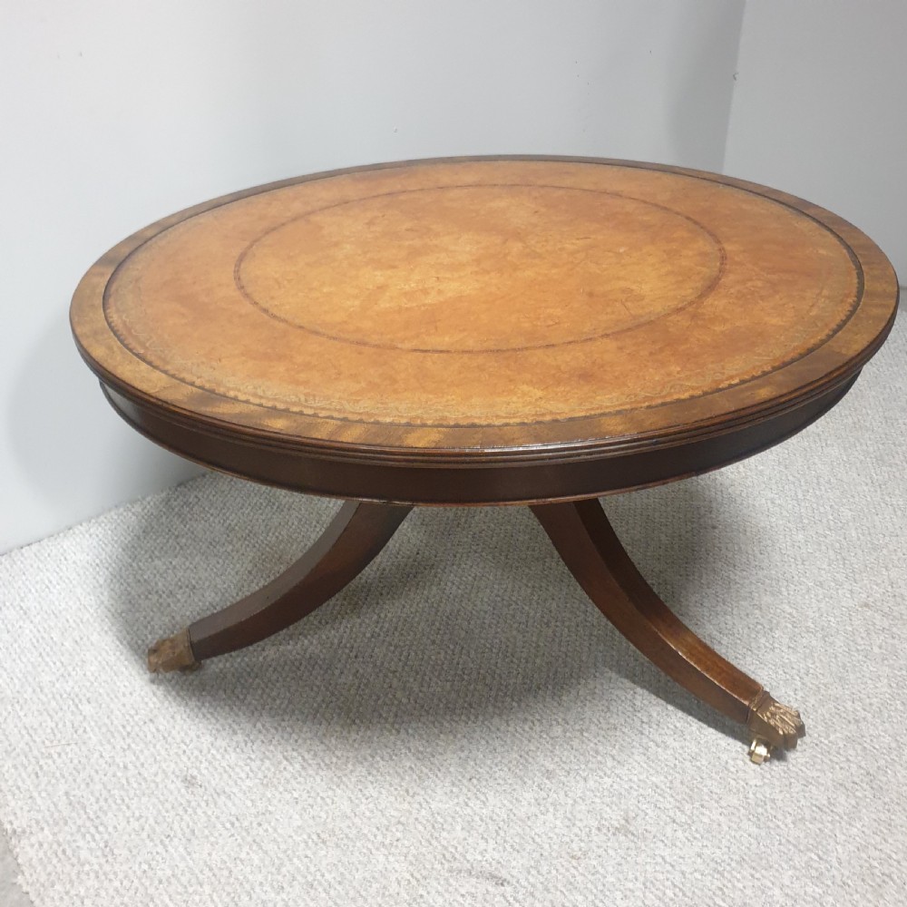 Brass Inlaid Mahogany Coffee Table