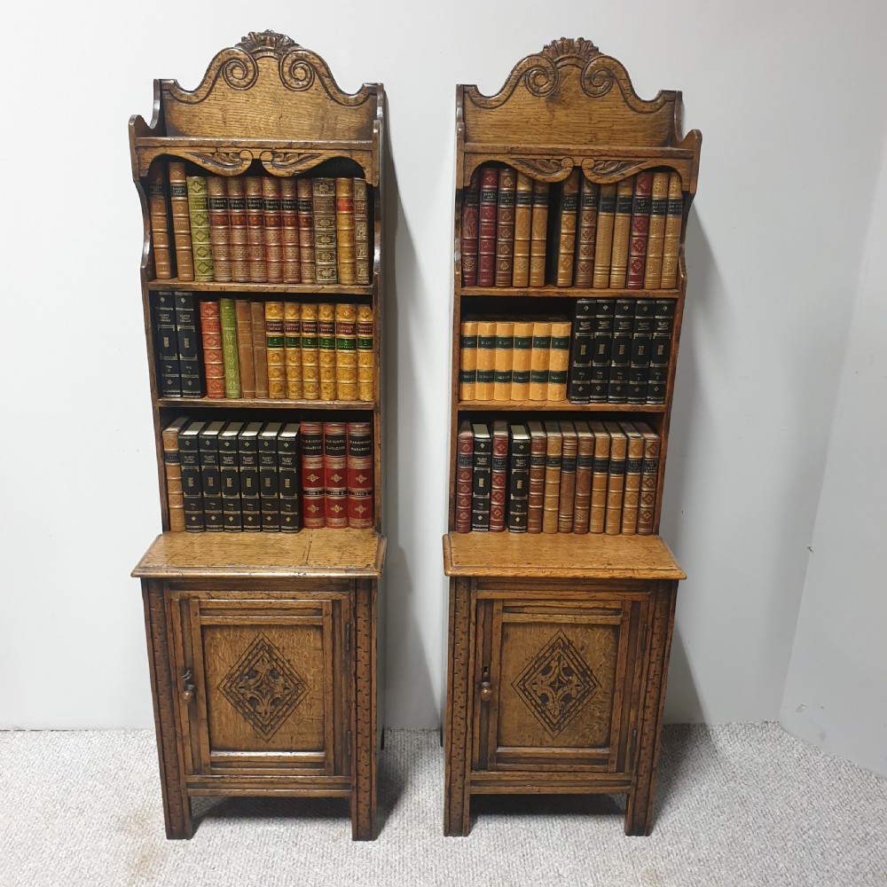 Outstanding Pair Oak Bookcases View II