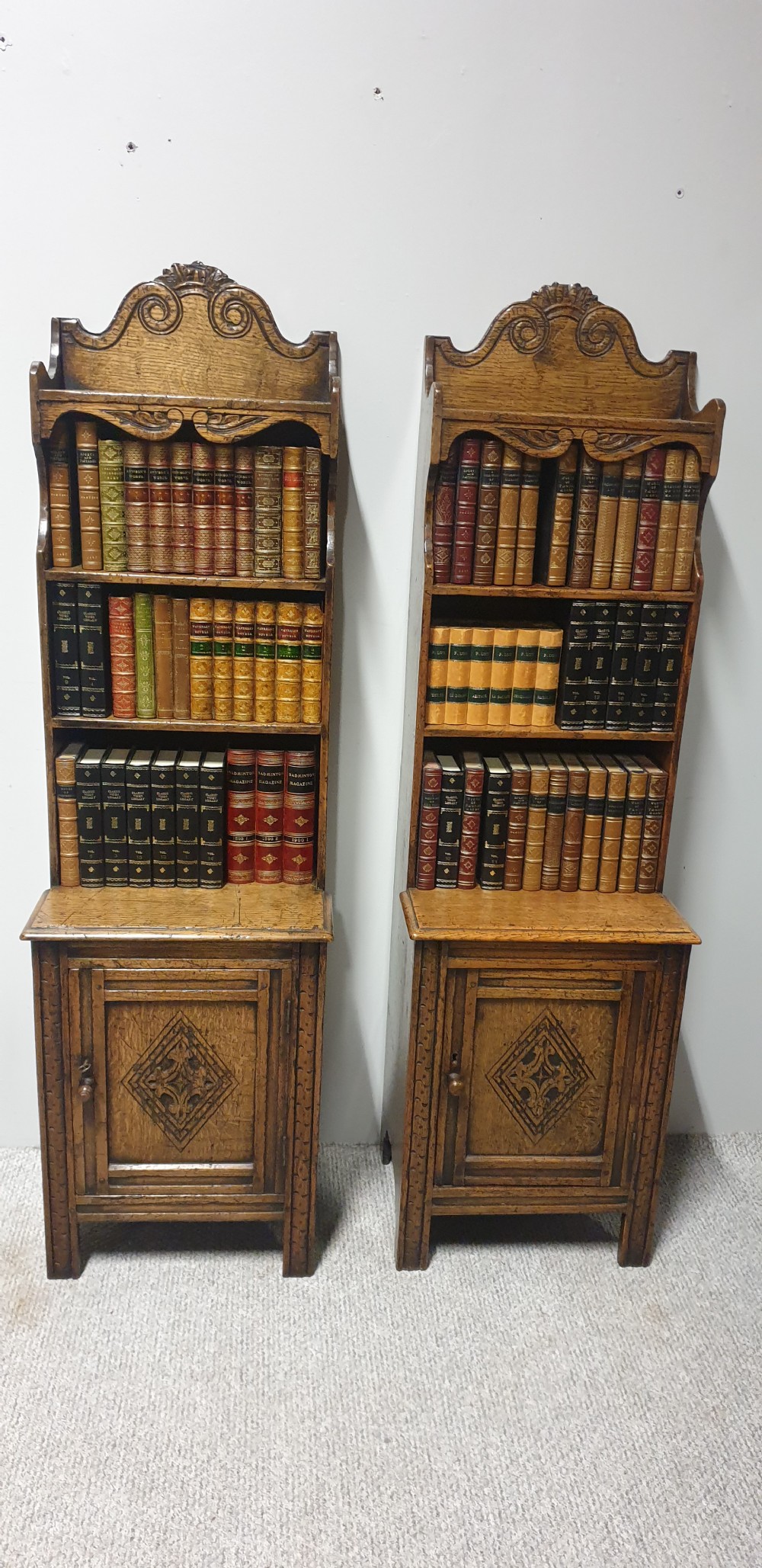 Outstanding Pair Oak Bookcases View IV