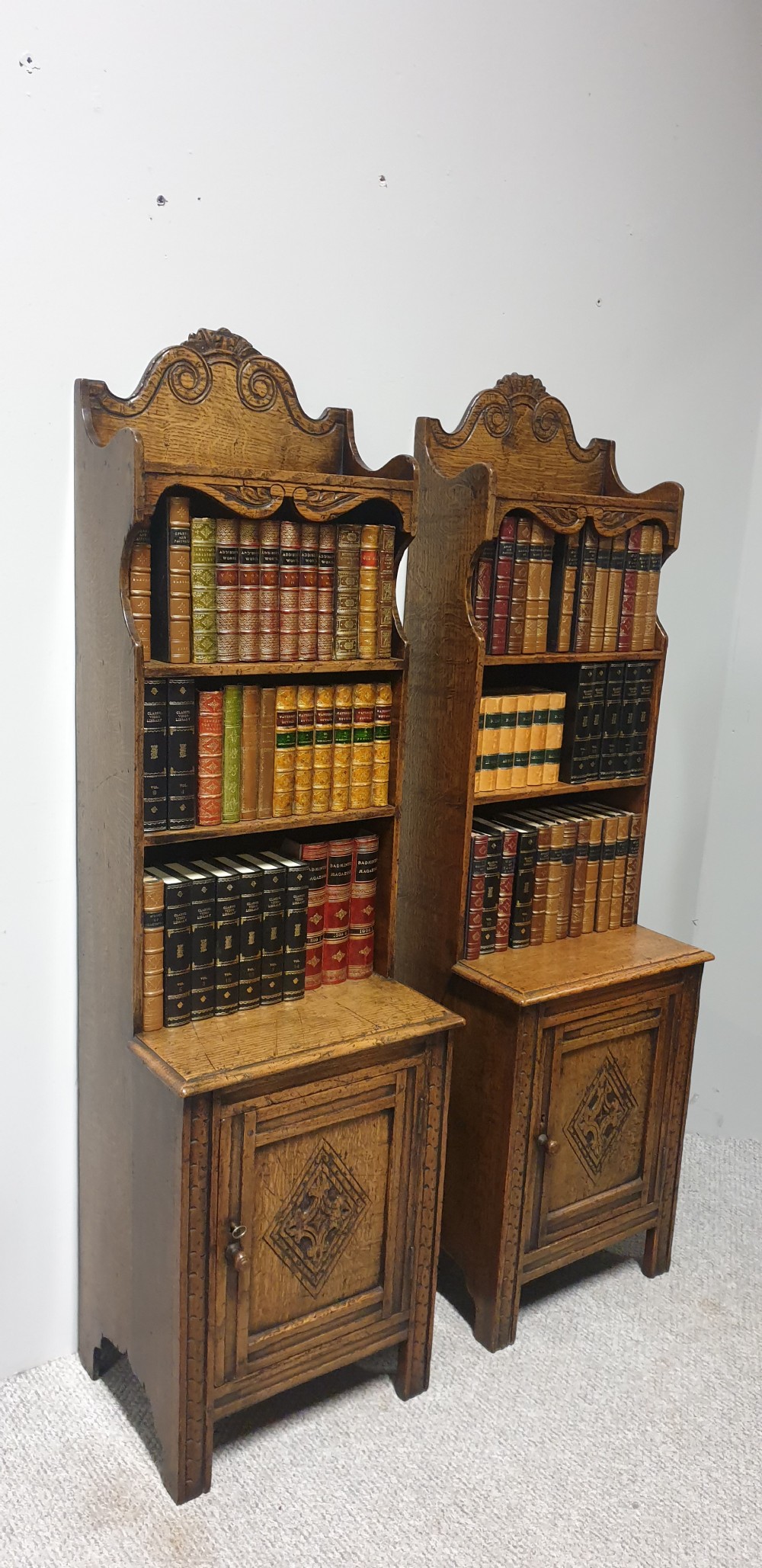 Outstanding Pair Oak Bookcases View IX