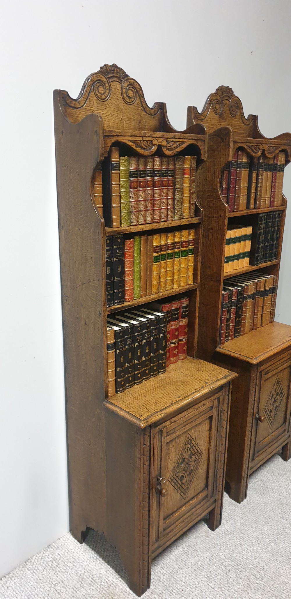 Outstanding Pair Oak Bookcases View X