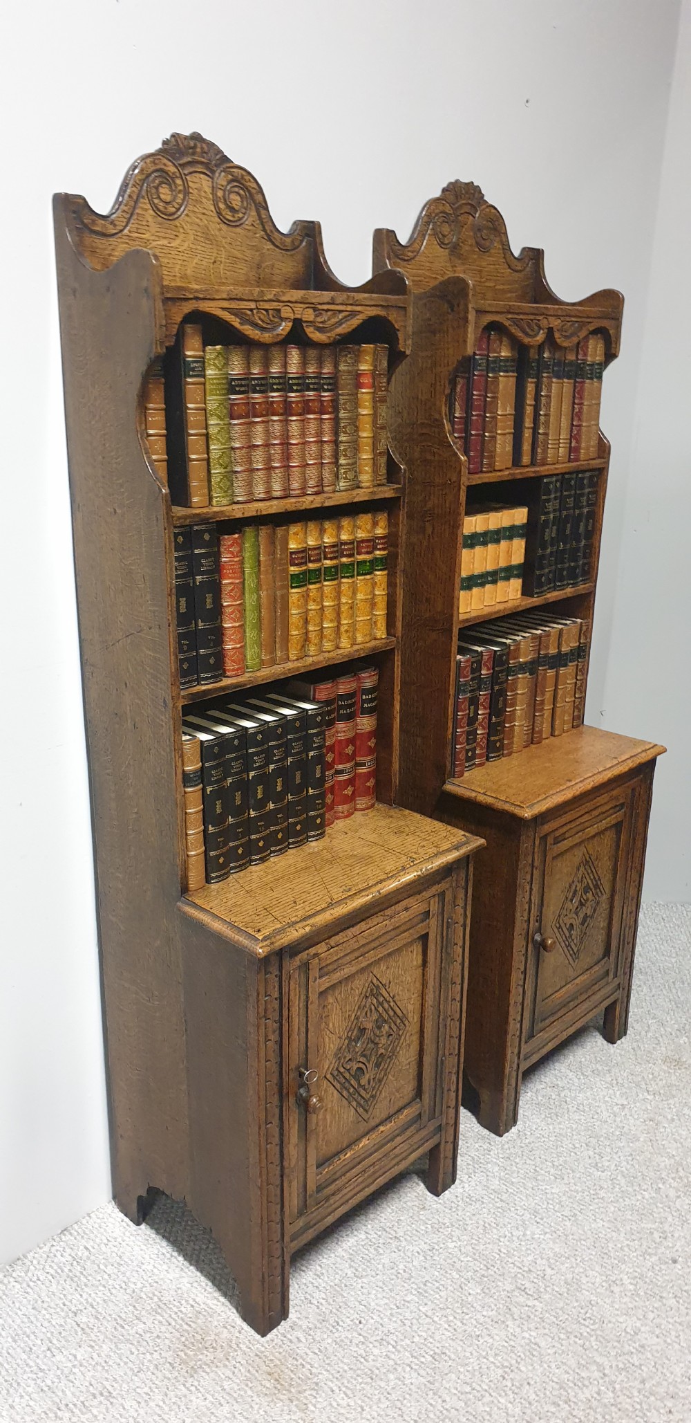 Outstanding Pair Oak Bookcases View XI