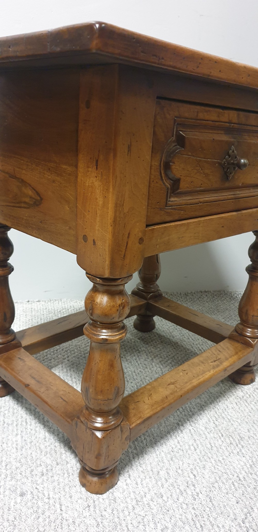 Pair French Rustic Bedside Lamp Chests of Drawers View V