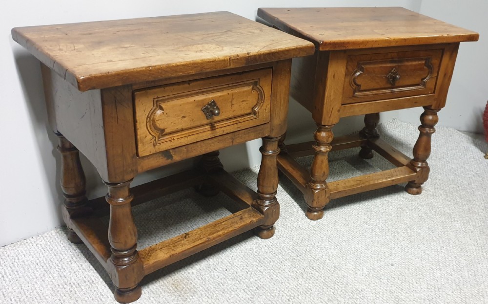 Pair French Rustic Bedside Lamp Chests of Drawers View VIII