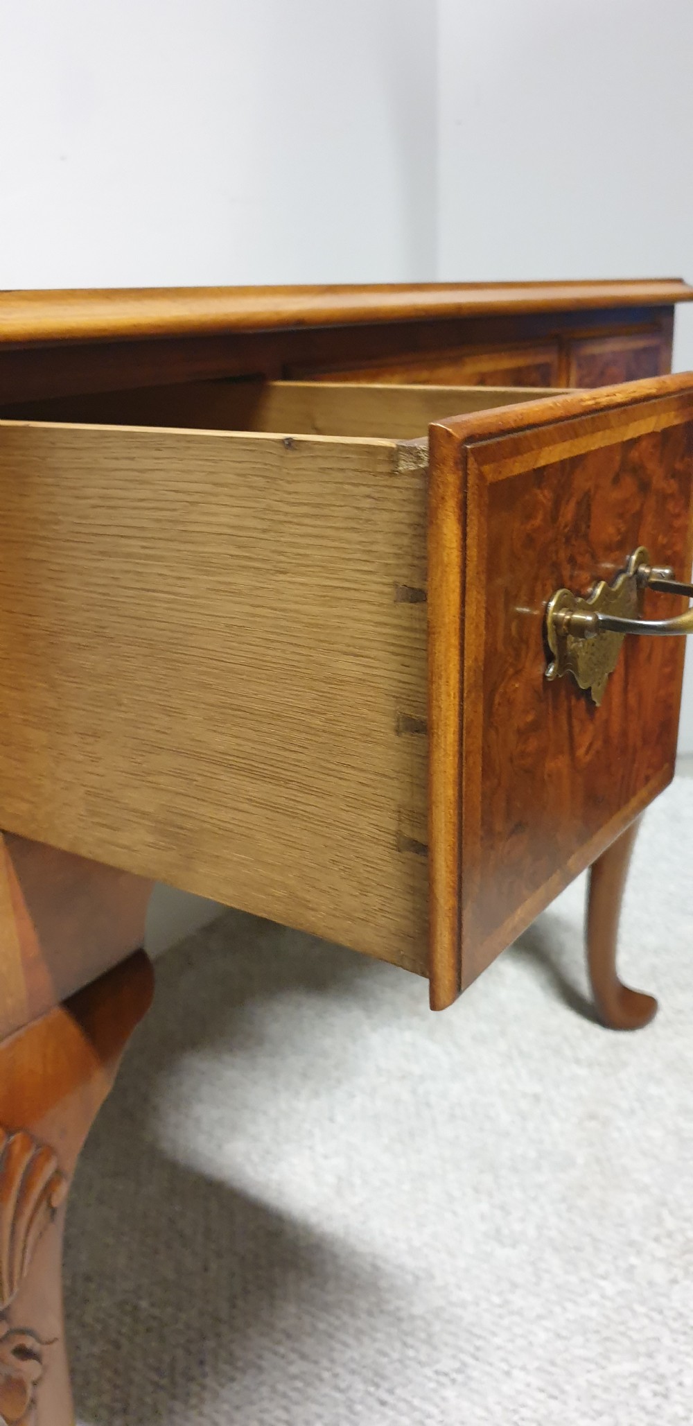 Burr Walnut Dressing Table Lowboy View VI